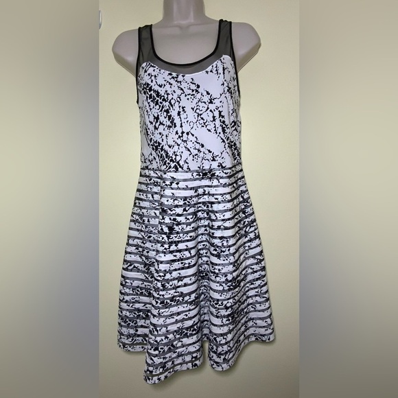 Parker Jax Silk Mesh Striped Dress - Picture 1 of 9